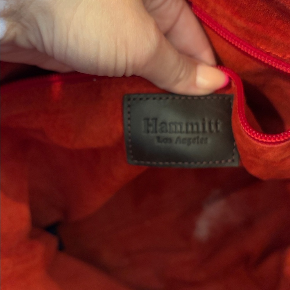 Hammitt butter soft brown leather and suede tote bag with red suede interior - Picture 8 of 9